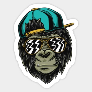 Cool Gorilla Head with Baseball Cap Sticker